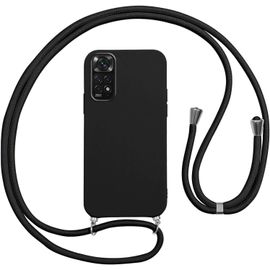 Eryi-Coque Pour Xiaomi Redmi Note 11/Note 11s Avec Cordon, Etui Silicone Souple Antichoc Housse Avec Collier Chaîne Lanière, Téléphone Étui Case De Protection Pour Redmi Note 11, Bandoulière-Noir