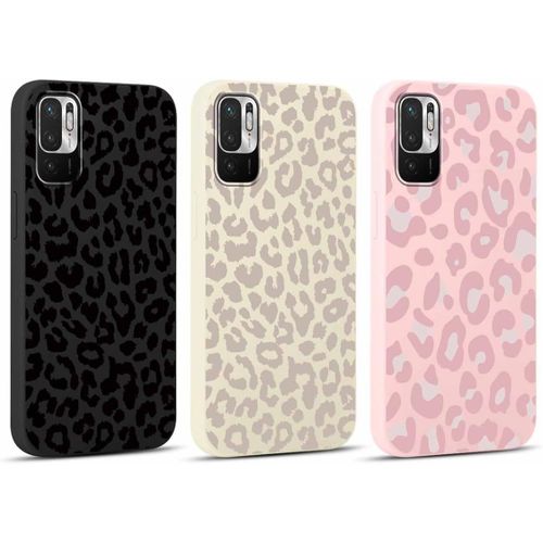 KAL-3 Pièces Coque Pour Xiaomi Redmi Note 10 / 10T 5G 6,5"", Ultra Fine Souple Silicone Tpu Avec Aesthetic Motif Léopard Design Étui Pour Femmes, Antichoc Anti-Rayures Bumper Protection Housse Case