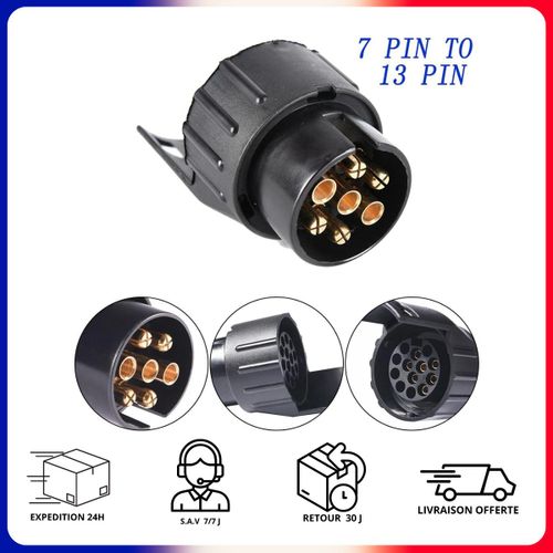 Adaptateur Remorque Convertisseur 7/13 Broches Caravane Auto Moto Camion