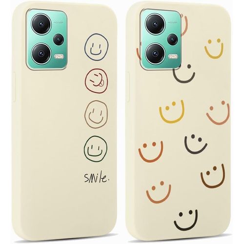 Kal-2 Pièces Coque Pour Xiaomi Redmi Note 12 5g 6,67"",Ultra Fine Souple Silicone Tpu Avec Motif Souriant Face Design Étui,Antichoc Anti-Rayures Bumper Protection Housse Pour Xiaomi Redmi Note 12 5g