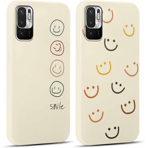 Kal-2 Pièces Coque Pour Xiaomi Redmi Note 10 / Note 10t 5g 6,5"",Ultra Fine Souple Silicone Tpu Motif Souriant Face Design Étui,Antichoc Anti-Rayures Protection Housse Pour Xiaomi Redmi Note 10 5g
