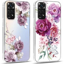 2 Pièces Coque Pour Xiaomi Redmi Note 11 / Note 11s 4g 6,43"",Ultra Mince Transparente Souple Silicone Tpu Avec Motif Fleur Étui Pour Filles Femmes,Antichoc Anti-Rayures Bumper Prot[Wke07808]
