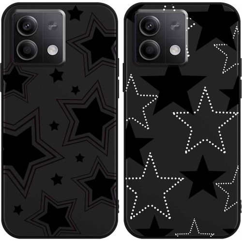 Kal-2 Pièces Coque Pour Xiaomi Redmi Note 13 5g 6,67"", Noir Silicone Avec Motif Mignon Étoile Design Étui Pour Filles Femmes, Antichoc Anti-Rayures Protection Housse Pour Xiaomi Redmi Note 13