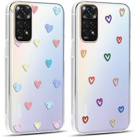 2 Pièces Transparente Coque Pour Xiaomi Redmi Note 11 / Note 11s 4g 6,43"" Motif De Coeur D'amour Fille Femme Étui, Housse De Protection Antichoc Tpu Flexible Mignon Aesthetic Desig[Wke07841]