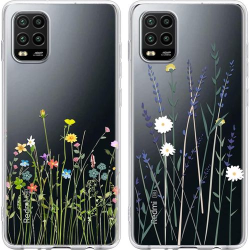 Kal-2 Pièces Coque Pour Xiaomi Mi 10 Lite 5g 6,57"", Ultra Fine Souple Transparente Silicone Tpu Avec Motif Fleur Design Étui, Antichoc Anti-Rayures Bumper Protection Housse Pour Xiaomi Mi 10 Lite