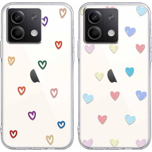 Kal-2 Pièces Transparente Coque Pour Xiaomi Redmi Note 13 5g 6,67"", Motif De Coeur D'amour Fille Femme Étui Aesthetic Design, Antichoc Flexible Mignon Case Cover Pour Xiaomi Redmi Note 13
