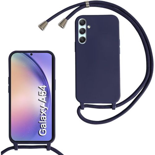 KAL-Coque Compatible Avec Samsung Galaxy A54 5G, Collier Pour Étui Colliers De Cellulaire Mince Antichoc Réglable Lanyard Case Pu Bumper Pour Samsung Galaxy A54 5G, Bleu Marine