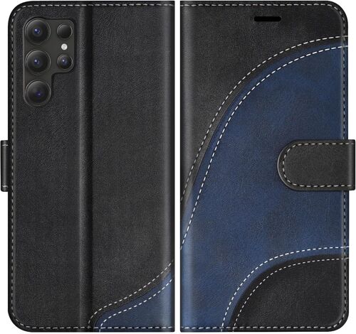 CAUC-Coque pour Samsung Galaxy S25 Ultra, Housse en Cuir PU Pochette de Portefeuille, Magnétique Étui de Protection Housse Coque pour Galaxy S25 Ultra, Noir