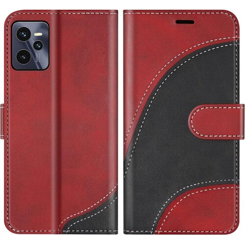 KAL-Coque Pour Oppo Realme C35 4G / Realme Narzo 50A Prime, Portefeuille Etui En Cuir Pu, Magnétique Protection Housse Coque Pour Realme C35 4G / Realme Narzo 50A Prime, Rouge
