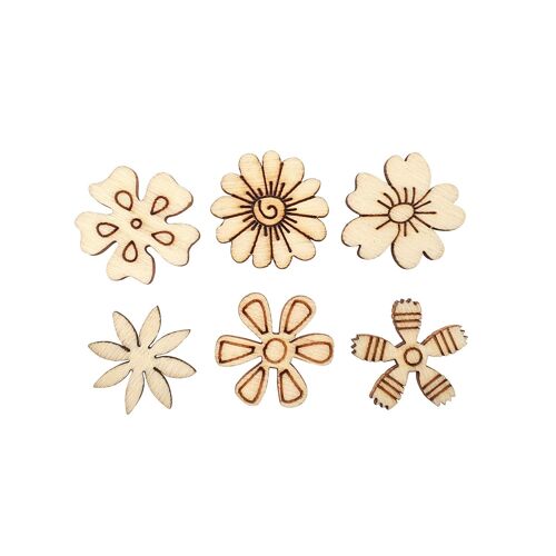 Embellissements Bois Fleurs 1,7 À 2 Cm 30 Pièces