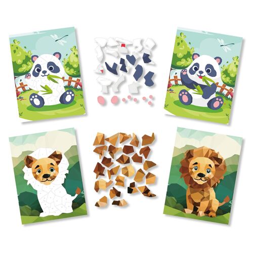 Kit Tableaux Stickers Au Numéro A5 Lion Et Panda 2 Pièces