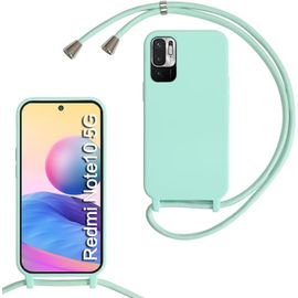 KAL-Coque Pour Xiaomi Redmi Note 10 5G/Poco M3 Pro 5G Avec Cordon De Collier,Coque Avec Cordon Étui Silicone Tpu Housse,Collier Réglabletéléphone Portable Lanyard Case Poco M3 Pro 5G,Vert Clair