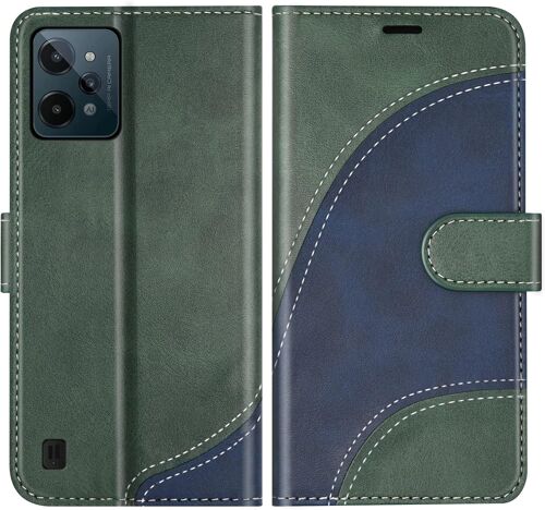KAL-Coque Pour Oppo Realme C31 4G, Portefeuille Etui En Cuir Pu, Magnétique Protection Housse Coque Pour Realme C31 4G, Vert
