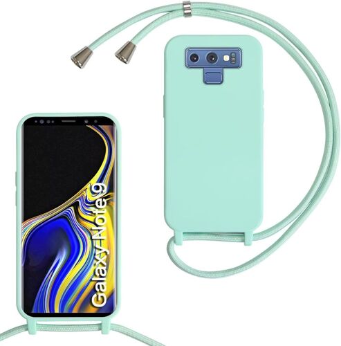KAL-Coque Pour Samsung Galaxy Note 9 Avec Cordon De Collier, Coque Avec Cordon Étui Silicone Tpu Housse, Collier Réglabletéléphone Portable Lanyard Case Samsung Galaxy Note 9, Vert Clair