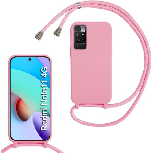 KAL-Coque Pour Xiaomi Redmi Note 11 4G/Note 11S Avec Cordon De Collier,Coque Avec Cordon Étui Silicone Tpu Housse,Collier Réglabletéléphone Portable Lanyard Case Redmi Note 11 4G/Note 11S,Pink