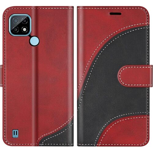 KAL-Coque Pour Oppo Realme C21 / Realme C20, Portefeuille Etui En Cuir Pu, Magnétique Protection Housse Coque Pour Realme C21 / Realme C20, Rouge