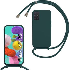 Kal-Coque Pour Samsung Galaxy A51 5g Avec Cordon De Collier, Coque Avec Cordon Étui Silicone Tpu Housse, Collier Réglabletéléphone Portable Lanyard Case Samsung Galaxy A51 5g, Verde