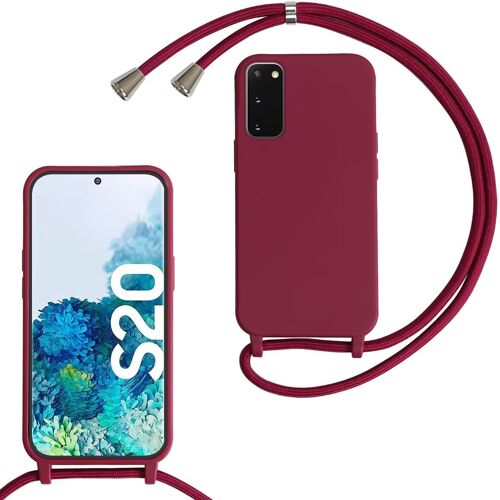 KAL-Coque Pour Samsung Galaxy S20/S11E Avec Cordon De Collier, Coque Avec Cordon Étui Silicone Tpu Housse, Collier Réglabletéléphone Portable Lanyard Case Samsung Galaxy S20/S11E, Rouge