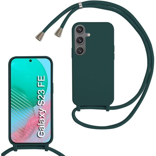 KAL-Coque Pour Samsung Galaxy S23 Fe Avec Cordon De Collier, Coque Avec Cordon Étui Silicone Tpu Housse, Collier Réglabletéléphone Portable Lanyard Case Samsung Galaxy S23 Fe, Verde