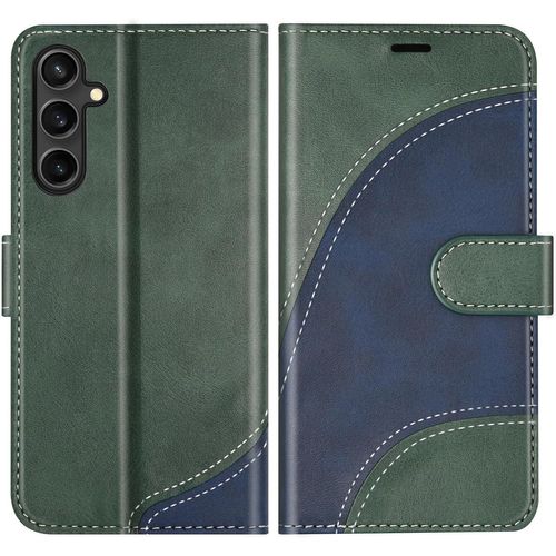 Kal-Coque Pour Samsung Galaxy S24 Fe, Housse En Cuir Pu Pochette De Portefeuille, Magnétique Étui De Protection Housse Coque Pour Galaxy S24 Fe, Vert