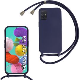 Kal-Coque Pour Samsung Galaxy A51 5g Avec Cordon De Collier, Coque Avec Cordon Étui Silicone Tpu Housse, Collier Réglabletéléphone Portable Lanyard Case Samsung Galaxy A51 5g, Bleu