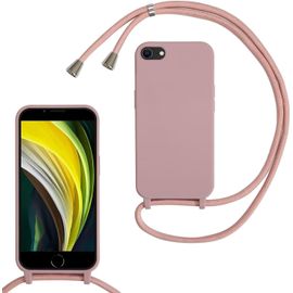 Trahoo-Coque Pour Iphone 6/7/8/Iphone Se 2020/Se 2022 Avec Cordon De Collier,Coque Avec Cordon Étui Silicone Tpu Housse,Collier Réglabletéléphone Portable Lanyard Case Iphone 6/7/8,Or Rose