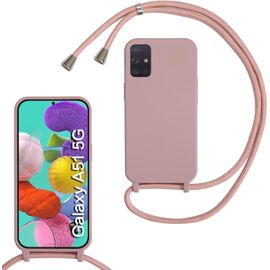 Kal-Coque Pour Samsung Galaxy A51 5g Avec Cordon De Collier, Coque Avec Cordon Étui Silicone Tpu Housse, Collier Réglabletéléphone Portable Lanyard Case Samsung Galaxy A51 5g, Or Rose