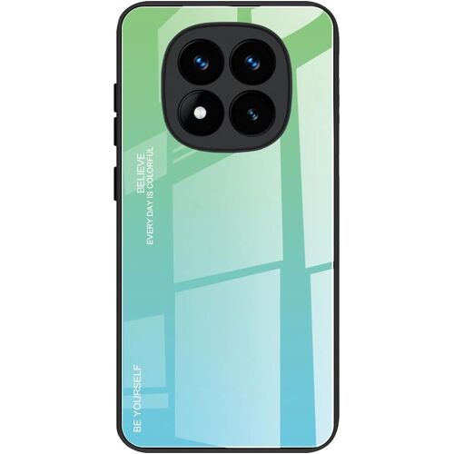 JGD-Coque pour Xiaomi Redmi Note 14 Pro Plus 5G / Redmi Note 14 Pro+, Etui Dégradé de Couleur Verre Trempé Back Coque + Souple Silicone TPU Case Cover Protection Antichoc Housse (Vert)