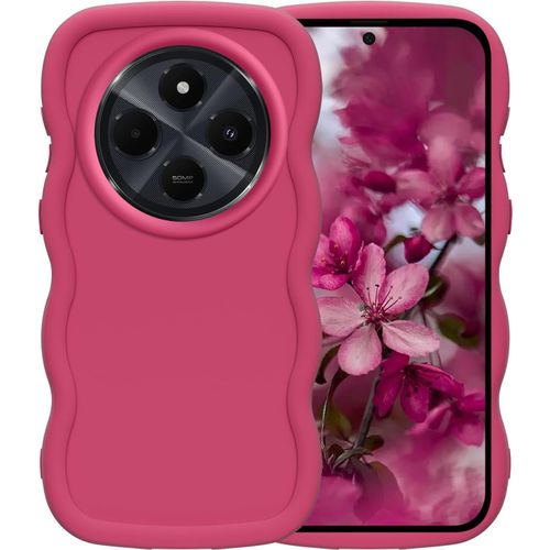 Coque Pour Xiaomi Redmi 14c, Mignon Cadre En Forme De Vague Liquide Silicone Antichoc Housse, Matt Souple Flexible Protection Bumper Cover Étui Pour Redmi 14c,Rose Rouge[Hou996382]