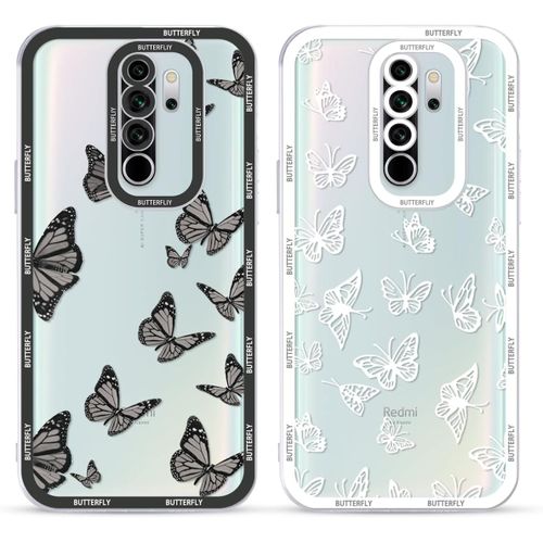 Kal-2 Pièces Transparent Coque Pour Xiaomi Redmi Note 8 Pro 6,53"" Motif De Papillon Fille Femme Étui, Housse De Protection Antichoc Souple Tpu Mignon Aesthetic Design Case Pour Redmi Note 8 Pro