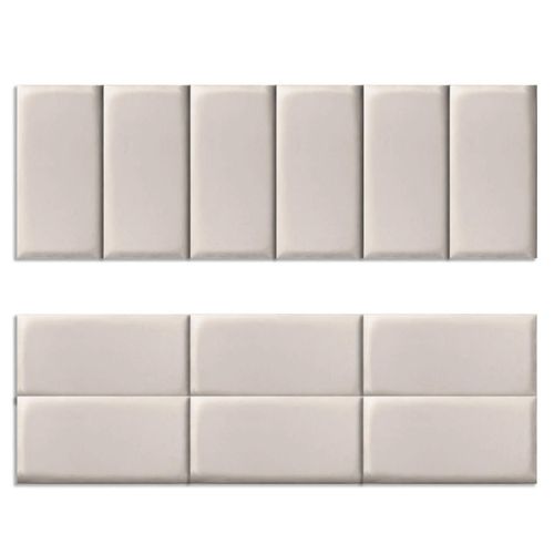 Lot De 6 Panneaux Muraux Pour Tête De Lit Yuma 180 Cm En Tissu Effet Suédé Beige