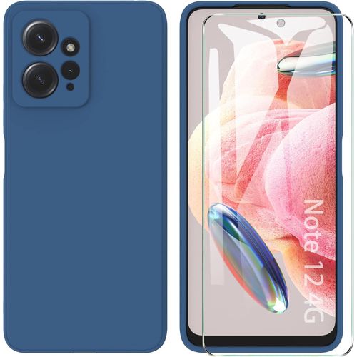 Coque Tpu Liquide Bleue + Film En Verre Trempé Pour Xiaomi Redmi Note 12 4g - Protection Antichocs & Anti-Rayures