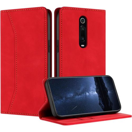 Kal-Coque Compatible Avec Pour Xiaomi Mi 9t/ Xiaomi Mi 9t Pro, Etui Protection Housse Premium En Cuir Pu Portefeuille Rabat Clapet Case, Pochette Flip Étui Case Coque Cuir (Rouge)