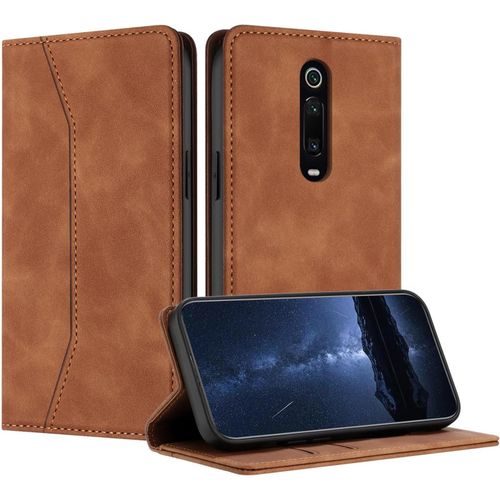Kal-Coque Compatible Avec Pour Xiaomi Mi 9t/ Xiaomi Mi 9t Pro, Etui Protection Housse Premium En Cuir Pu Portefeuille Rabat Clapet Case, Pochette Flip Étui Case Coque Cuir (Kaki)