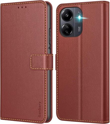 TIANYI-Coque pour Xiaomi Redmi 13C / Poco C65, [Housse en Cuir PU Premium] [Etui à Rabat] [Pochette de Portefeuille], Étui de Protection pour Redmi 13C / Poco C65 - Brun