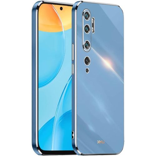 Kal-Coque Pour Xiaomi Mi Note 10 / Xiaomi Mi Note 10 Pro (6.47"" Inches), Étui En Tpu Souple En Silicone, Design De Cadre De Galvanoplastie - Bleu Marine