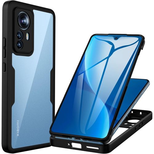 Trahoo-Coque Xiaomi 12 5g, Coque Xiaomi 12x 5g Antichoc Housse Avec Protection Écran, 360° Protégé Téléphone Double Face Case Transparent Portable Intégrale Etui Pour Xiaomi 12 5g / 12x 5g - Noir