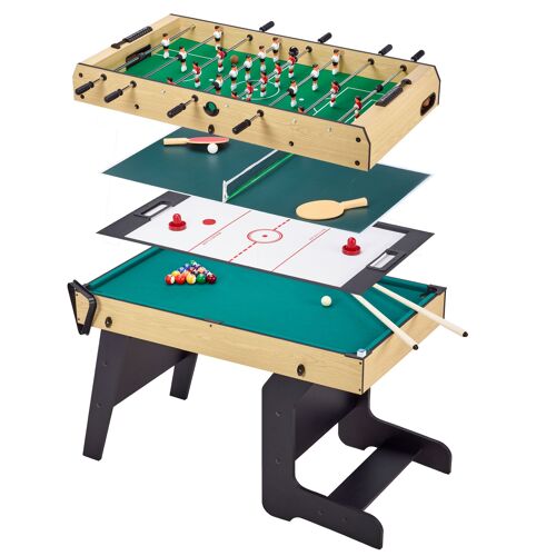 Table multi jeux pliable 4 en 1 adulte - Babyfoot - Billard - Ping Pong - Hockey