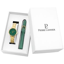 Coffret Montre Femme Pierre Lannier Chouquette Acier Doré/Cuir Vert