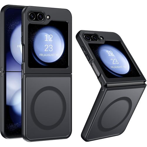Coque Pour Samsung Z Flip 5, Compatible Avec Magsafe Protection Pour Samsung Galaxyz Flip 5 Matte Fine Rigide Antichoc, Coque De Téléphone Pour Z Flip5 5G Pouce Aimant Magnétique, Noir