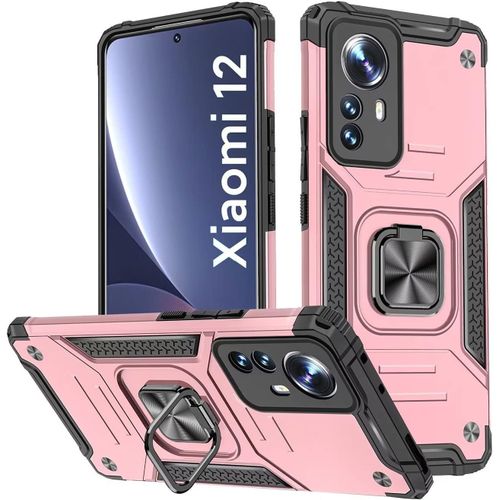 Kal-Coque Pour Xiaomi 12 / Xiaomi 12x, Housse Tpu Silicone Rotation 360° Aimant Anneau Support Double Défense Protection Etui - Or Rose