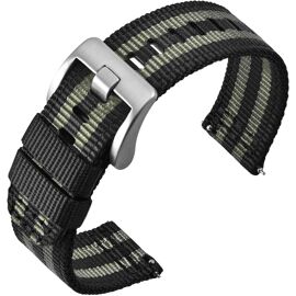 Bracelet De Montre Réglable 20 Mm Noir - Acier Inoxydable Et Silicone, étanche, Neuf Avec étiquettes