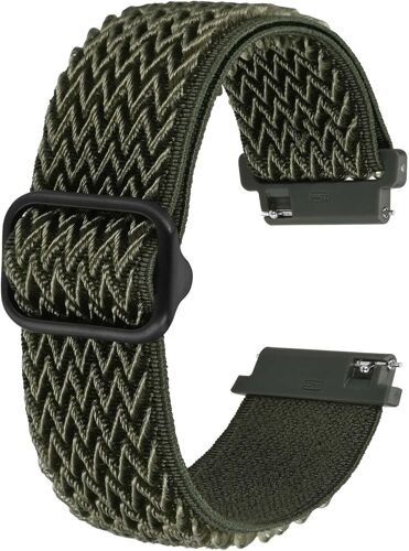 22mm Bracelet De Montre En Nylon Extensible, Bandes À Boucle Réglable, Libération Rapide, Bracelet En Nylon Tressé Élastique - Vert Armée