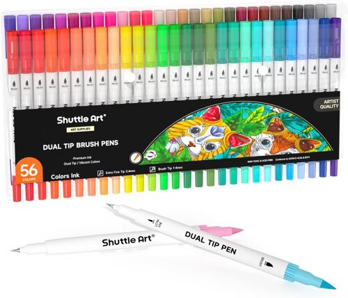 Feutres Coloriage Adulte, 120 Couleurs Feutre Aquarelle À Double Pointe, Feutre Pinceau Avec 1 Livre De Coloriage, Brush Pen Parfait Pour Adultes Et Enfants, Coloriage, Écriture 