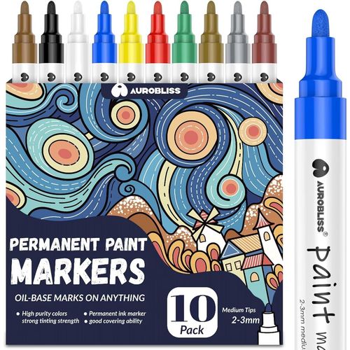 Kalanka-Marqueurs Permanents À Base D'huile - Imperméables - Pointe Ogive Moyenne - 2 À 3 Mm - Pour Métal, Plastique, Verre, Bois, Tissu, Pierre, Peinture D'extérieur