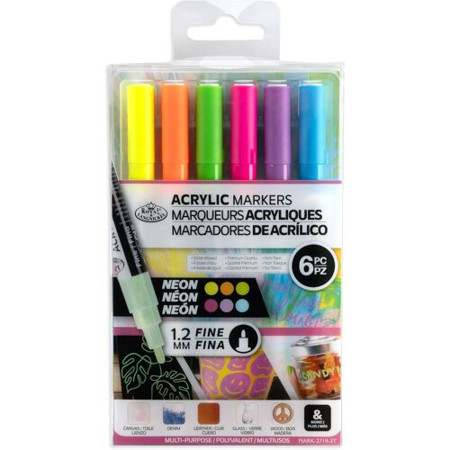 Kalanka-Lot De 6 Marqueurs De Peinture Acrylique 1,2 Mm Couleurs Fluo