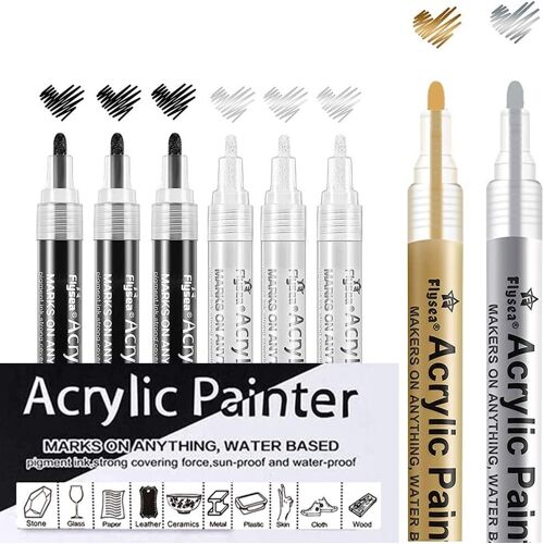Marqueurs Peinture Acrylique Noir Et Blanc,2-3 Mm Pointe Stylo Marqueurs Peinture Pour Pierres, Céramique, Tissu, Verre,Calendriers,Marqueurs À Dessin Cadeau Pour Enfants