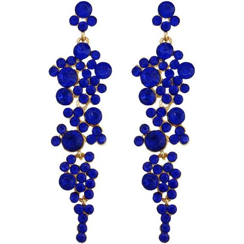 Kalhx-Boucles D'oreilles Femme Pendant Cristal Cluster Chandelier Lustre Long Boucles D'oreilles Oval Cluster Zircone Cubique Strass Boucles D'oreilles Pour Mariage Bal De Promo Bijou