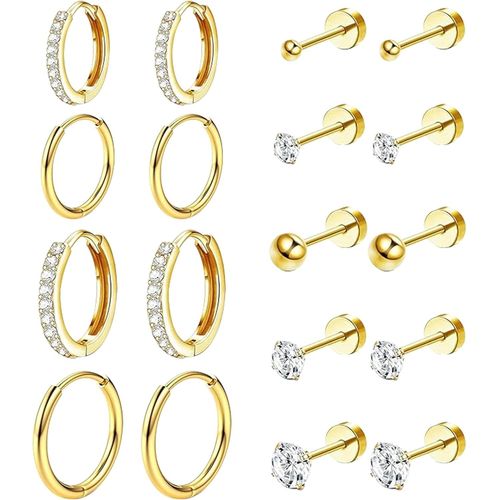 Senior-9 Paires Boucles D'oreilles, Boucle D'oreille Acier Inoxydable, Piercing Oreille Cartilage, Boucles D'oreilles Femme Or, Piercing Multiple, Pour Bijoux Acier Inoxydable Femme[L04]