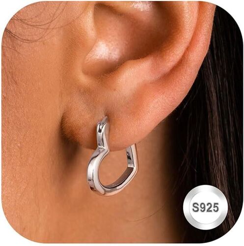 Kal-Boucles D'oreilles Femme Argent 925 Boucles D'oreilles Créoles En Forme De Coeur Creoles Plaquées Or 14k Boucles D'oreilles Pendantes Fantaisie Boucles D'oreilles Femme Or Argent Cadeau Femme